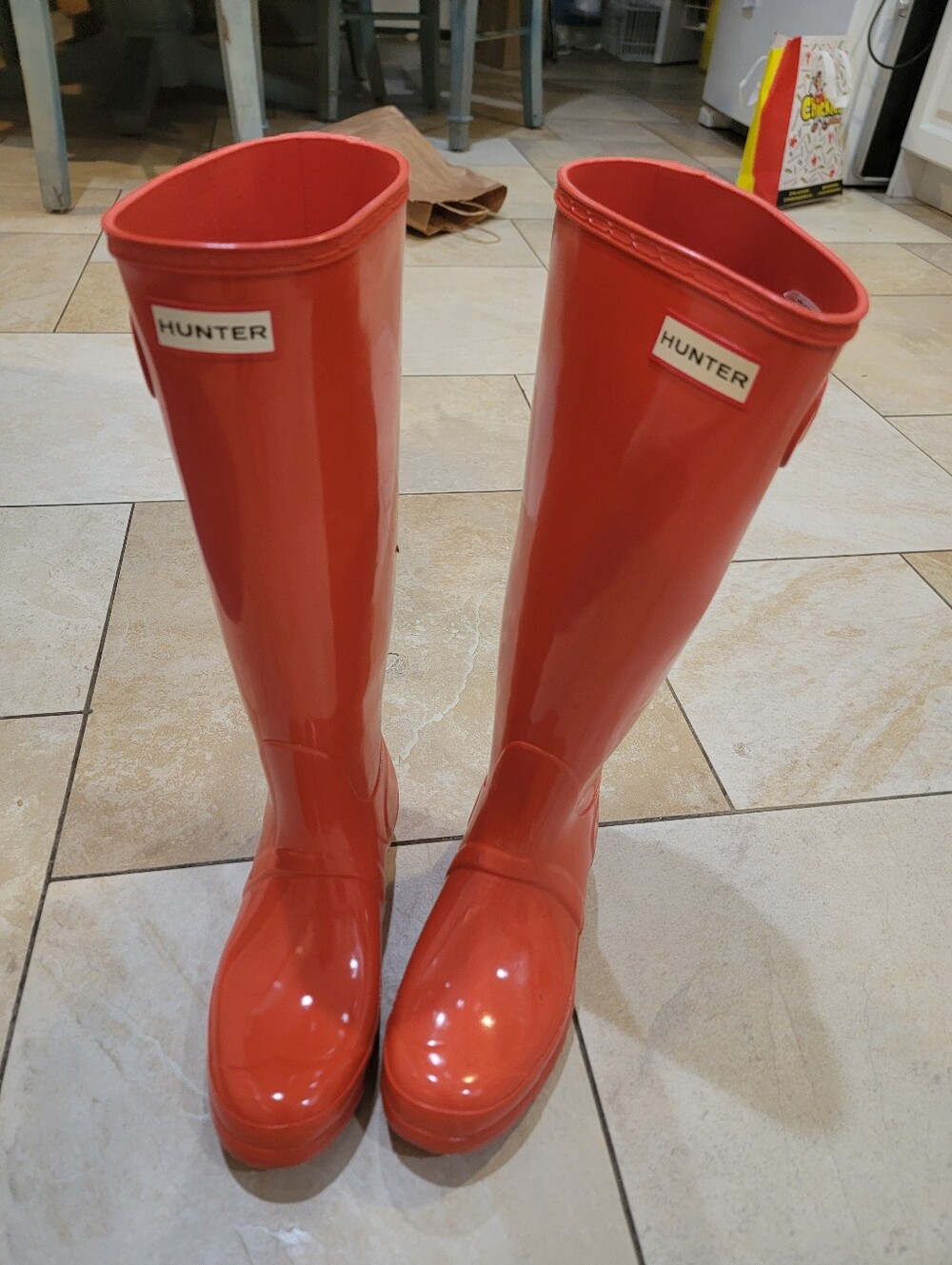 Hunter Tall Rain Boots Orange - Picture 2 of 3